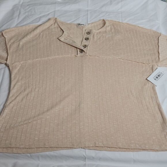 WOMENS Brand New Haptics by Holly Harper- Cream of the Crop Top Med in Oatemal - Picture 1 of 9